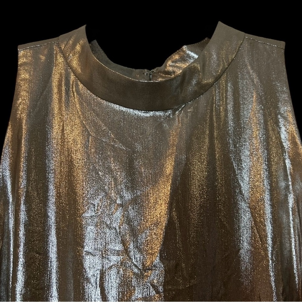Ann Taylor Metallic Silver Halter Midi Dress - Picture 6 of 15